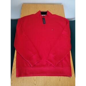 Men’s Tommy Hilfiger Quarter Zip Red Size Large Pull Over Sweater Fashion New